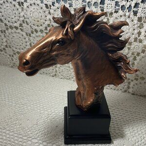 Bronzed Flowing Mane Horse head Statue Sculpture